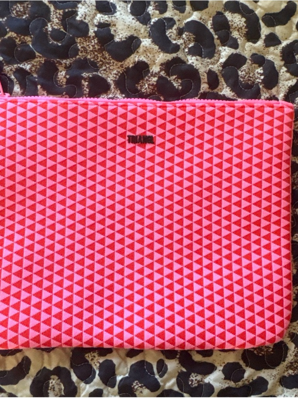 TRIANGL BIKINI Neoprene Pink Geo Triangle Zip Pouch - Women Bags Cosmetic Case
